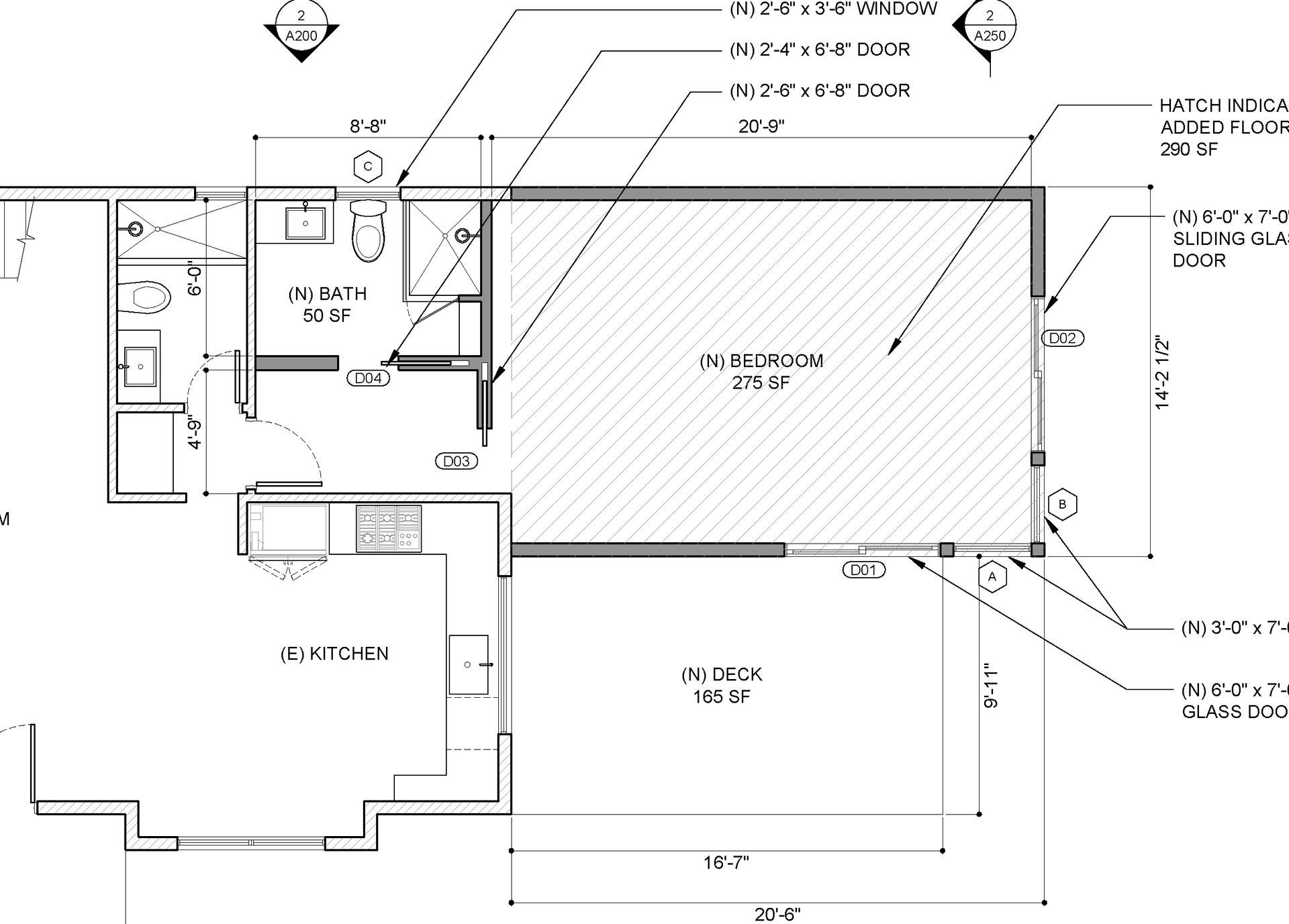 House floor plan showing bedroom, living room, kitchen, and bathroom layout with measurements.