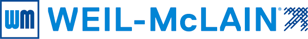 WEIL-McLAIN logo in blue with stylized WM icon on white background