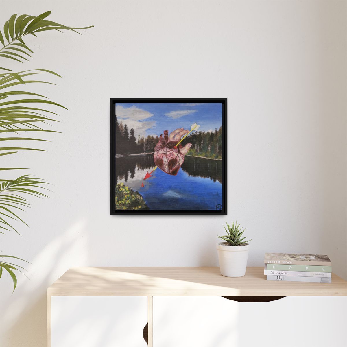 Original artwork landscape mirror lake