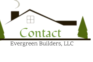 Logo for Evergreen Builders, LLC featuring a house outline with a chimney, two evergreen trees, and the word 
