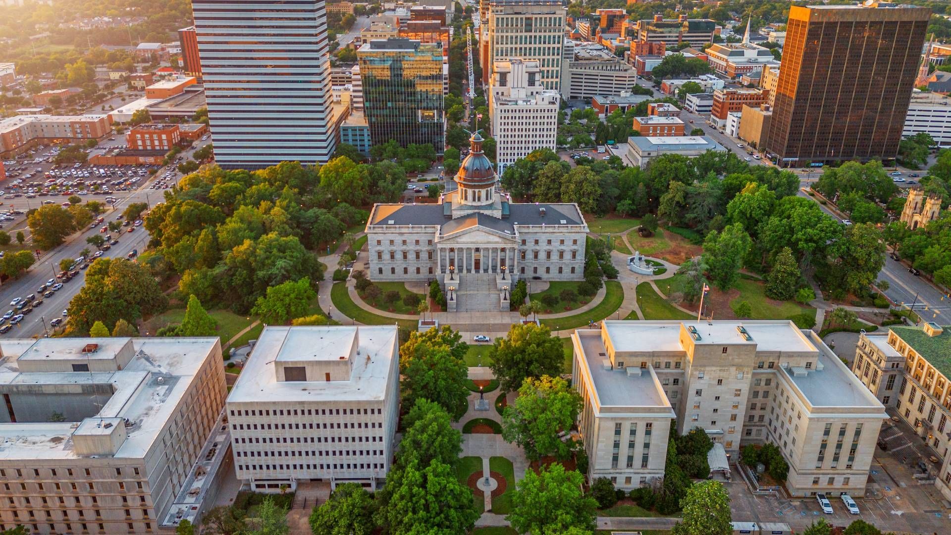 An aerial image of Columbia, South Carolina (SC)