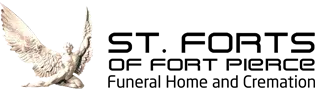 St. Forts of Fort Pierce funeral home and cremation logo with an eagle in beige and black