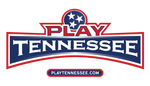 PLAY TENNESSEE logo in red, white, and blue with playtennessee.com URL below