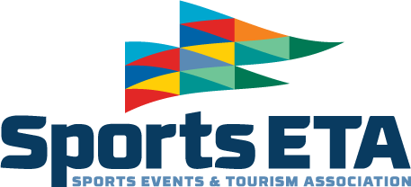 Sports ETA logo with colorful geometric arrows above navy text