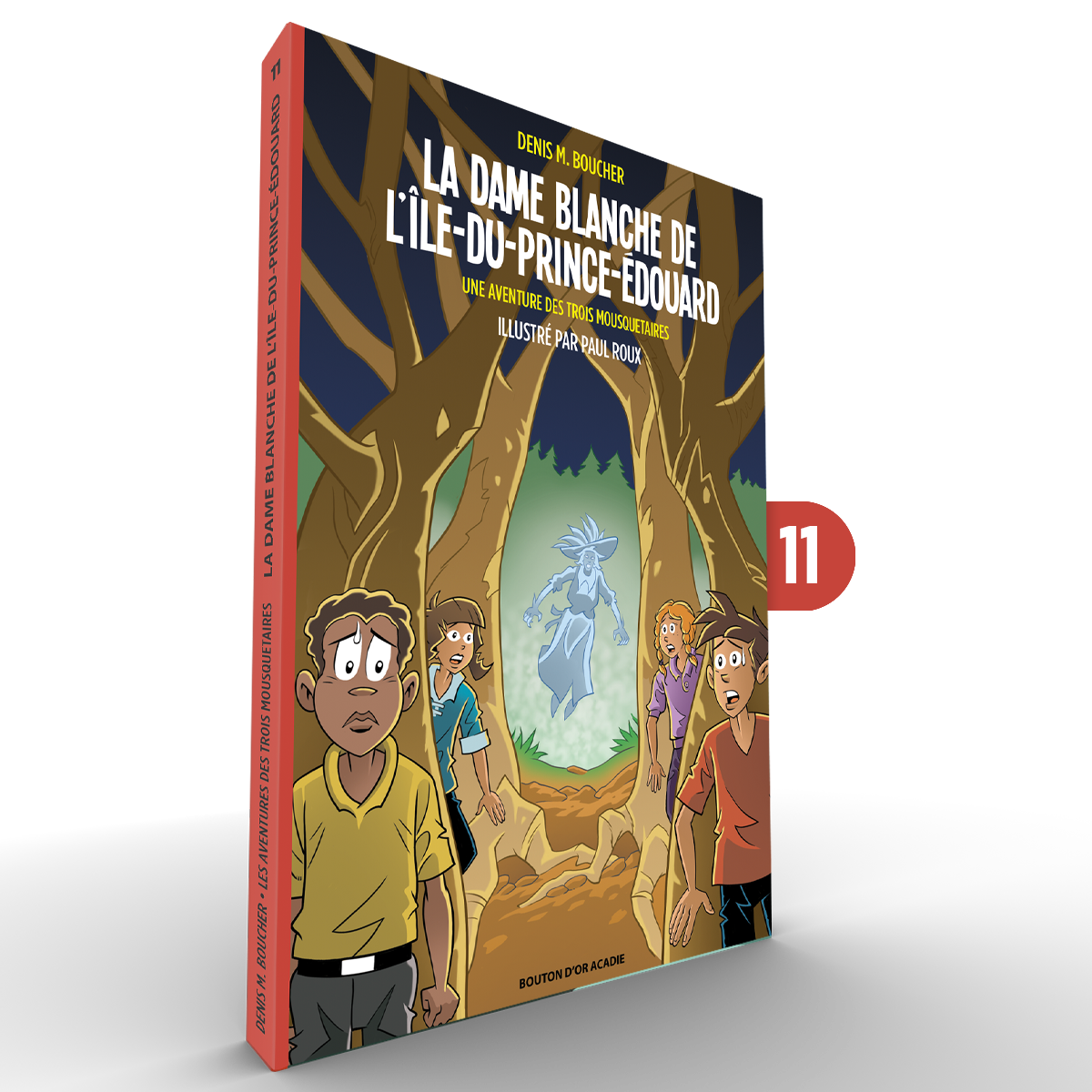 La couverture du roman jeunesse de Denis M. Boucher ı La créature de la Petitcodiac ı Une aventure des Trois Mousquetaires