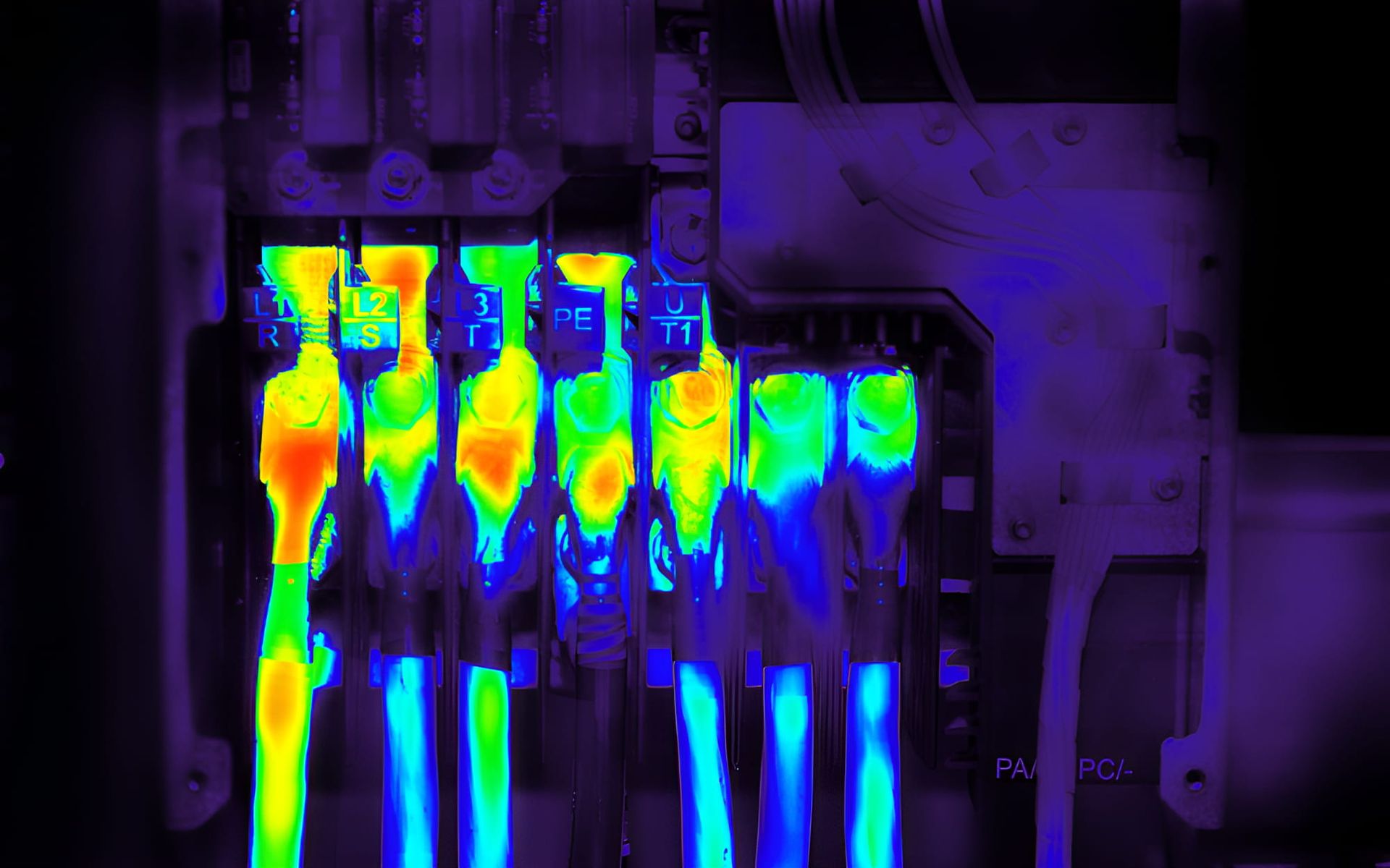 Thermal Image of Electrical Wires and Terminal Block — Rabbit Electrical Service In Taminda, NSW