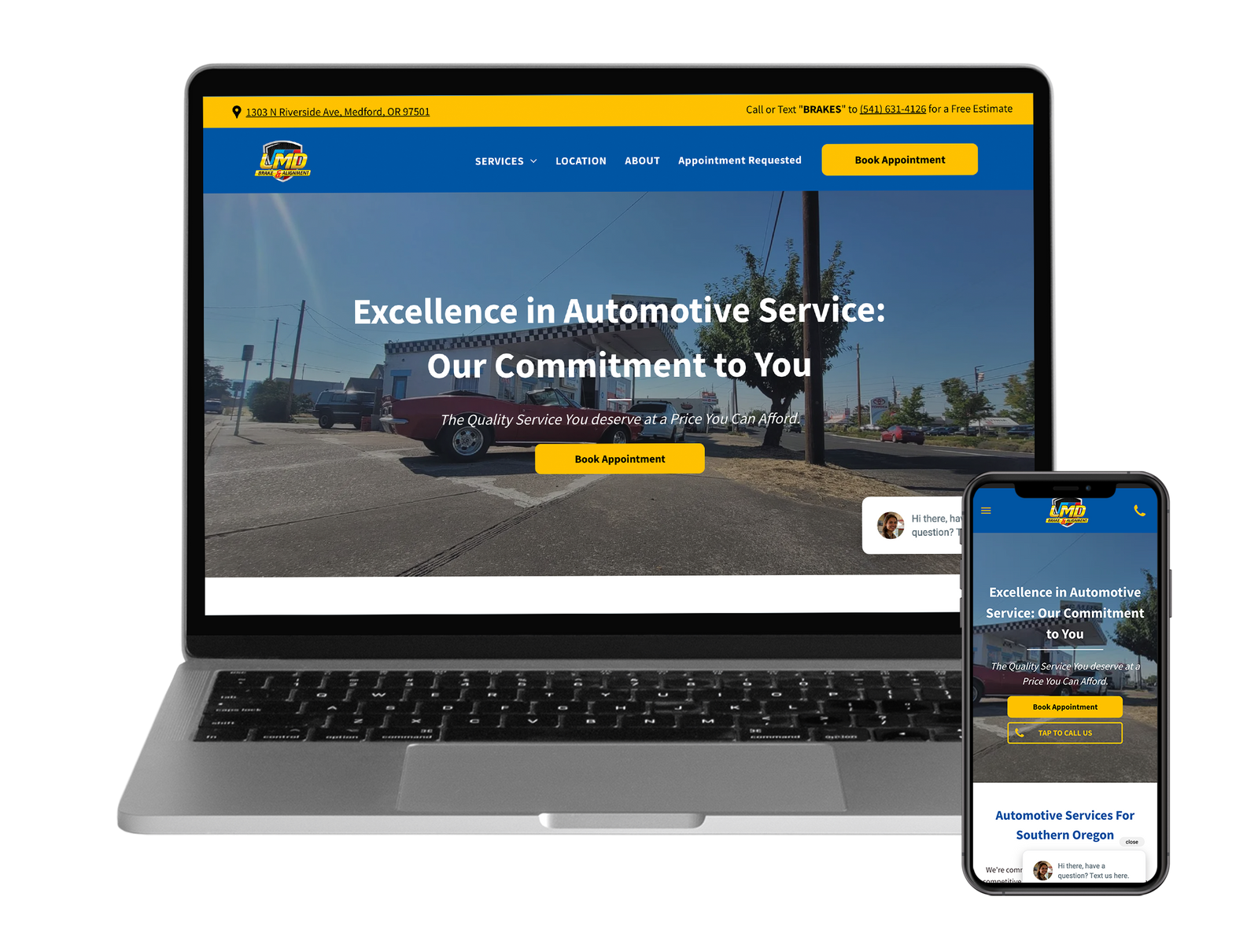 Brake Repair Shop web design that is focused on local search engine optimization.
