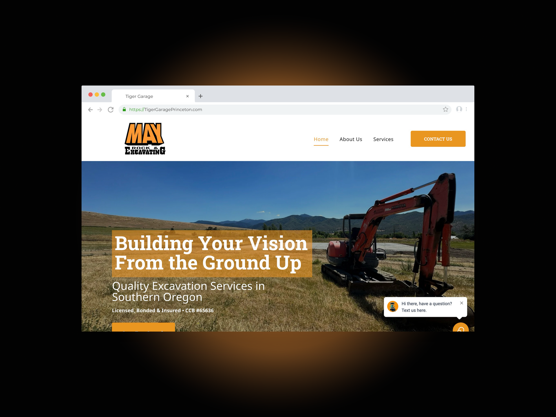 A website for an excavation contractor