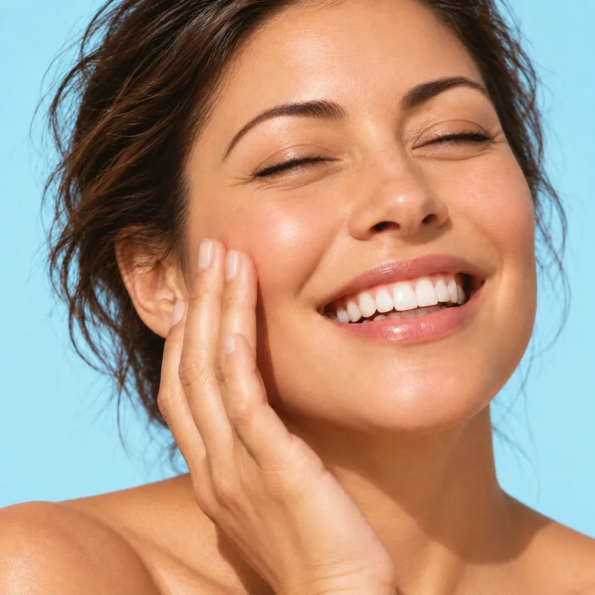 Smiling woman with glowing skin