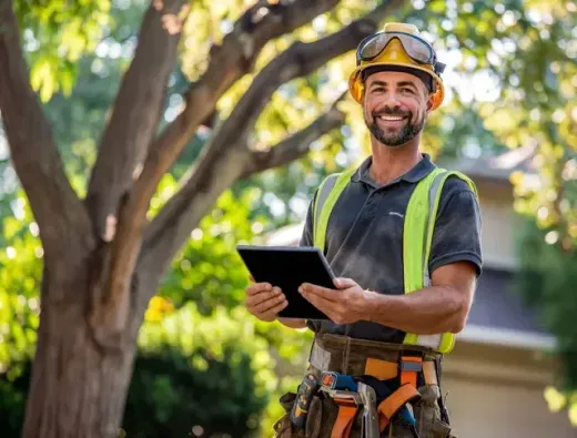 tree business owner writing an estimate for tree removal