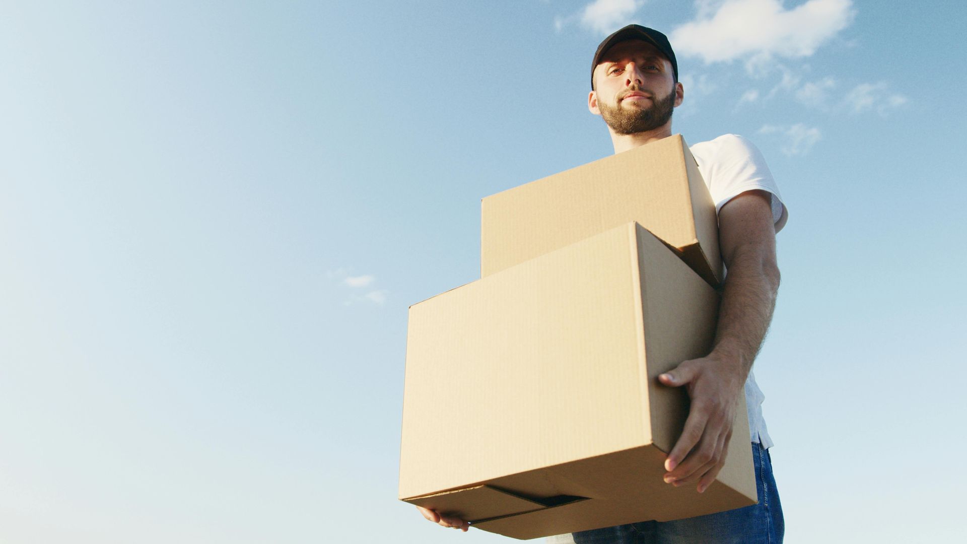 Professional mover moving boxes