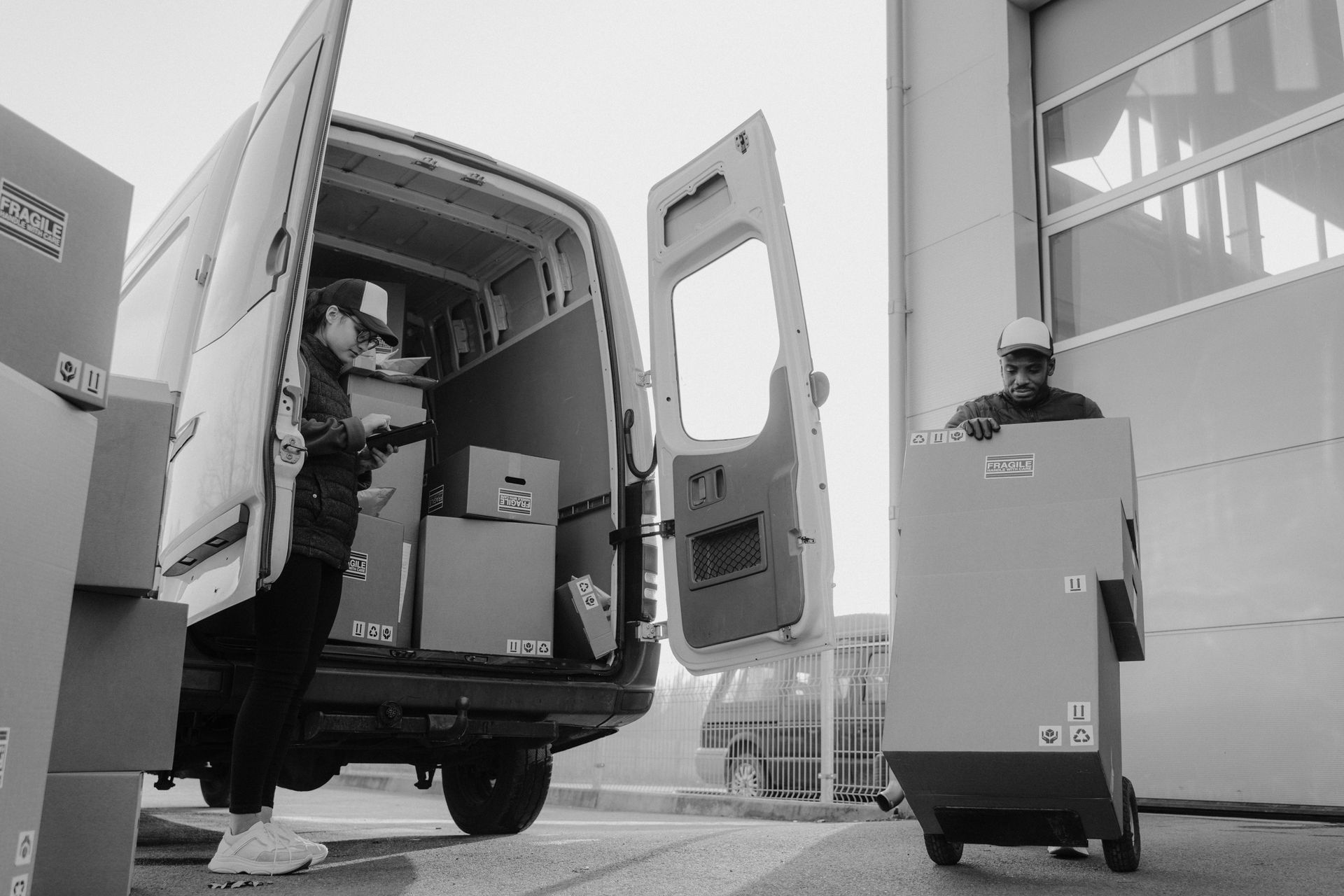 Moving van being loaded for a move in Norman, OK