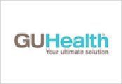 GUHealth logo, text in grey and teal with the tagline,