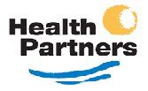 Health Partners logo: Black text, gold crescent, blue wave.