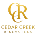 Gold logo for Cedar Creek Renovations featuring stylized letters "C" and "R" over the company name.