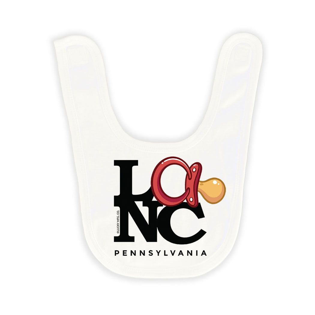 A baby onesie that says made in lancaster pennsylvania