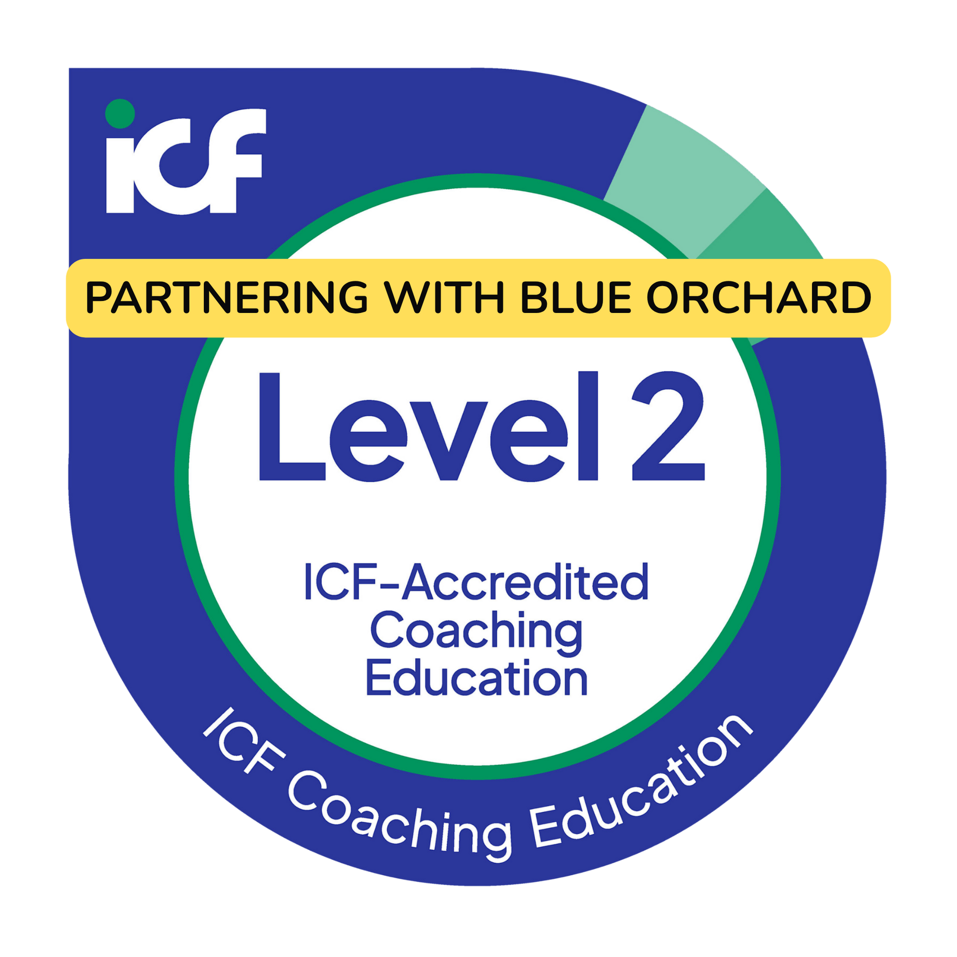 ICF accredited Level 2 coach training badge, Vanguard XXI partnering with Blue Orchard