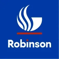 The robinson logo is on a blue background.