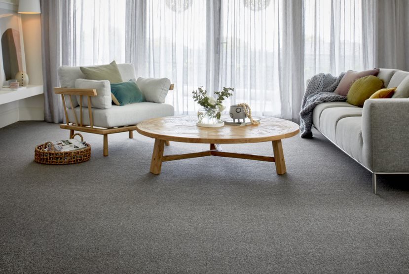 Grey Carpet in Living Room — Flooring Suppliers in Port Macquarie, NSW