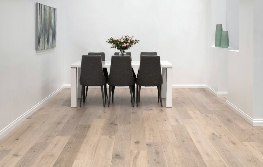 Dining Table on Laminated Flooring — Flooring Suppliers in Port Macquarie, NSW