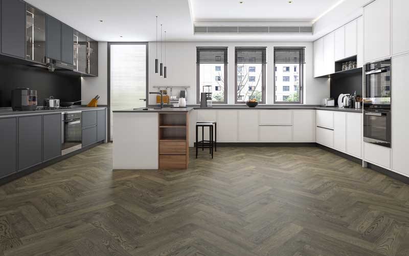 Engineered Herringbone Flooring in Kitchen — Flooring Suppliers in Port Macquarie, NSW