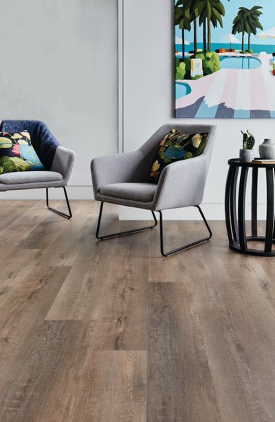 Grey Sofa on Vinyl Plank Flooring — Flooring Suppliers in Port Macquarie, NSW