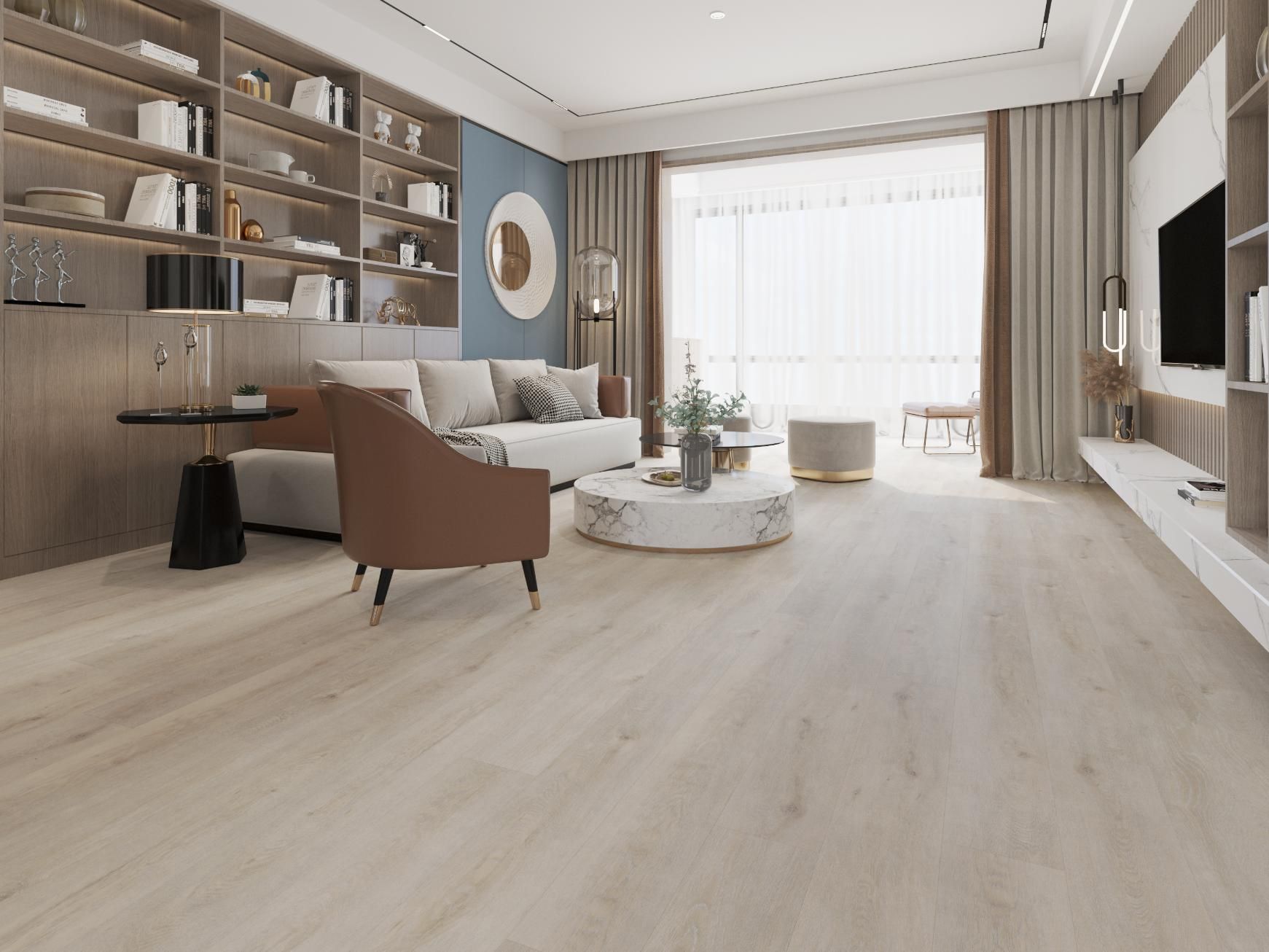 A Living Room With A Couch, Chair, Table And Television — Flooring Suppliers in Port Macquarie, NSW