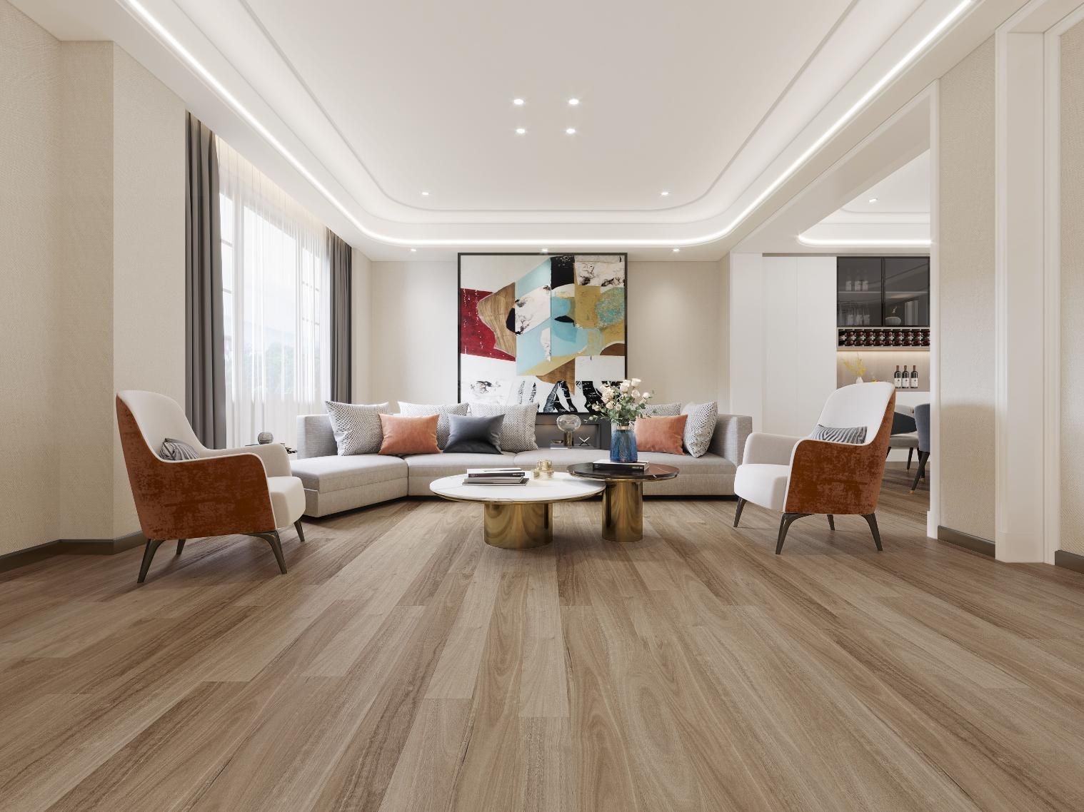 A Living Room With A Couch, Chairs, And Two Coffee Table — Flooring Suppliers in Port Macquarie, NSW