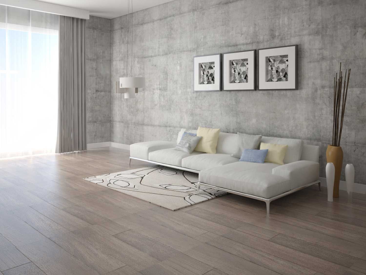 Modern Living Room with Vinyl Flooring — Flooring Suppliers in Laurieton, NSW