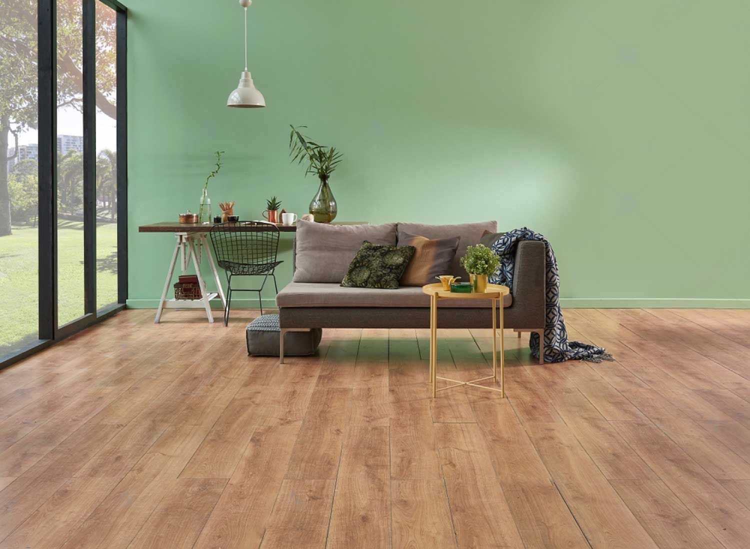 Grey Sofa on Hybrid Flooring — Hybrid Flooring in Port Macquarie, NSW