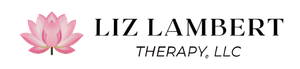 Pink lotus logo beside &ldquo;Liz Lambert Therapy, LLC&rdquo; in black text