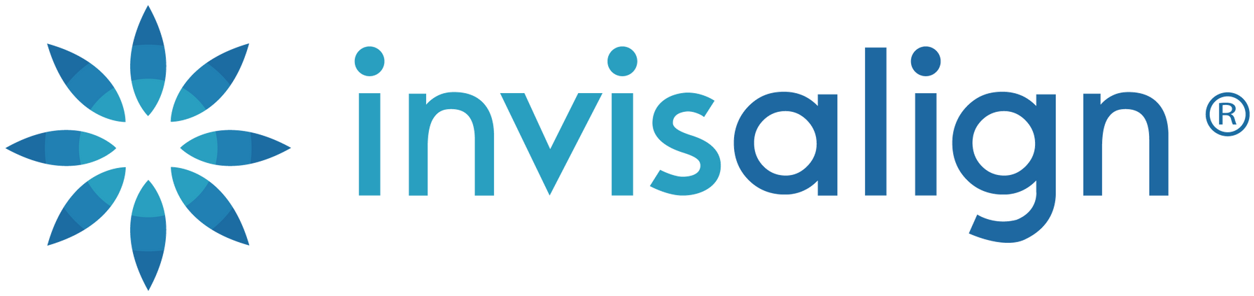 Invisalign logo with blue flower icon and lowercase text on white background