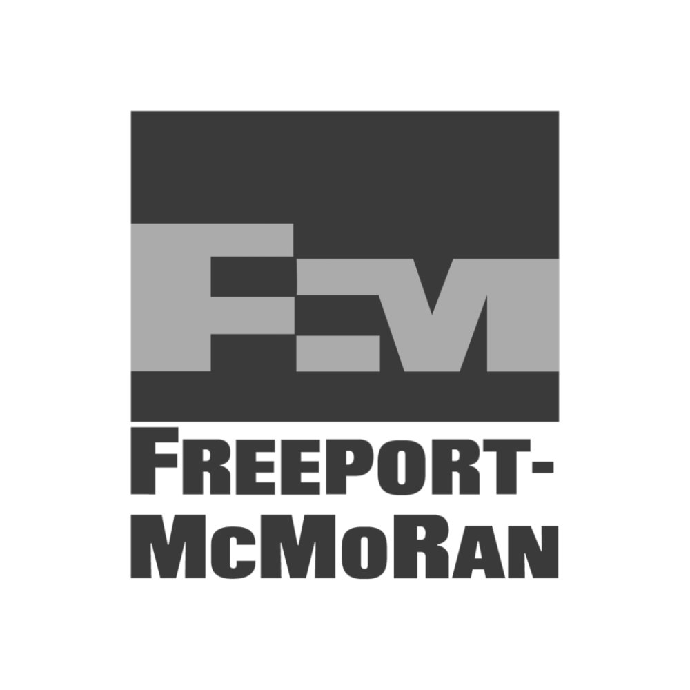 A black and white logo for a company called freeport-mcmoran.