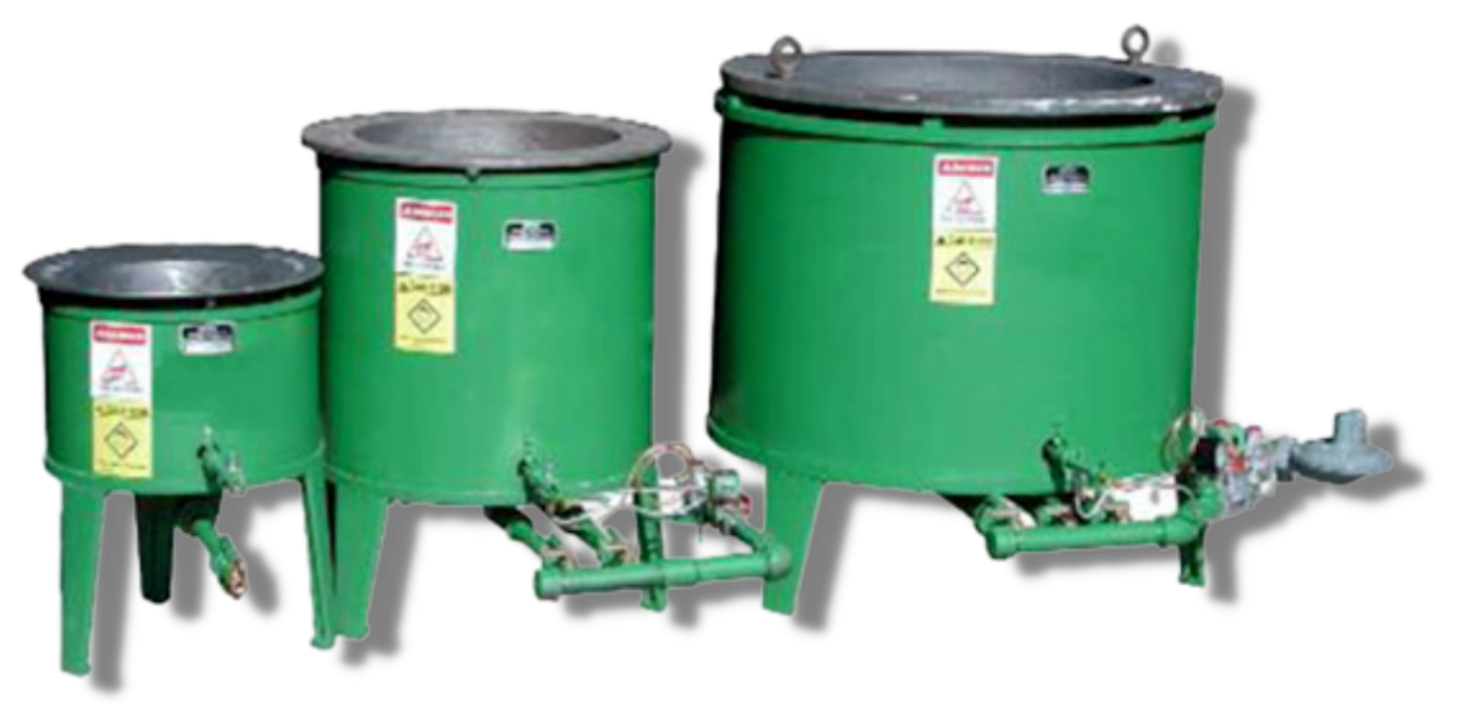Three green containers are sitting next to each other on a white background.