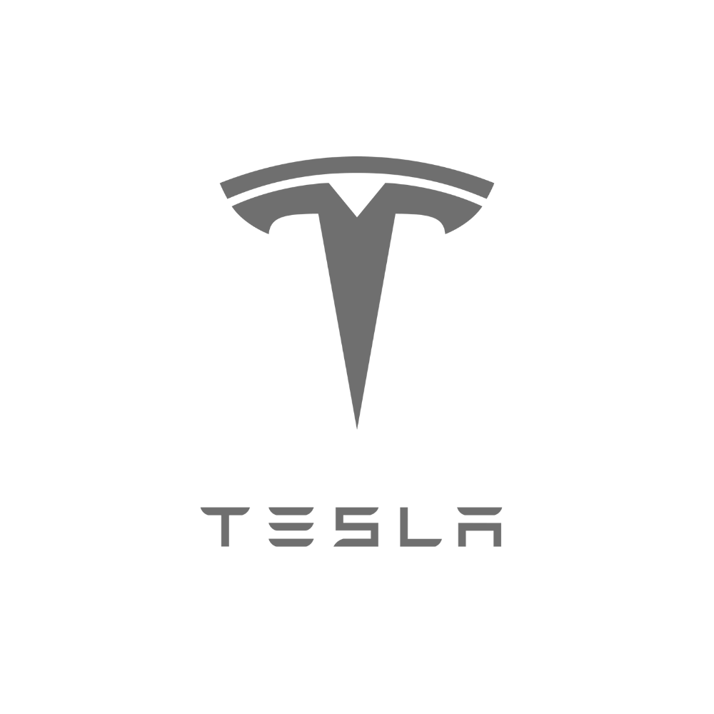 A tesla logo on a white background.