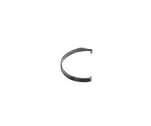 A close up of a metal ring on a white background.