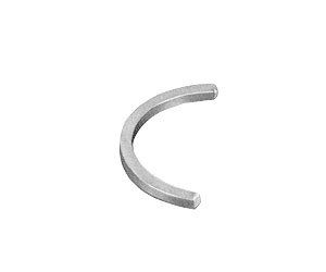 A close up of a stainless steel ring on a white background.
