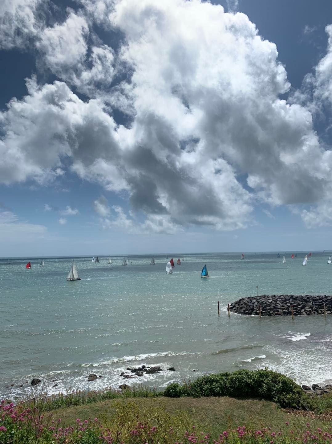 A view of the English Channel from Ventnor on the Isle of Wight during the Round The Island Yacht Race
