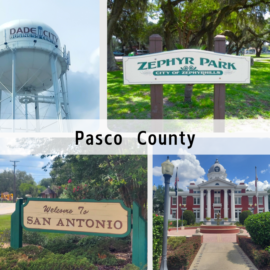 A collage of photos of pasco county including zephyr park