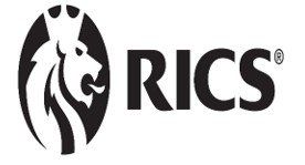 A black and white logo for rics with a lion head