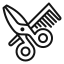 Scissors and comb, hair styling tools.