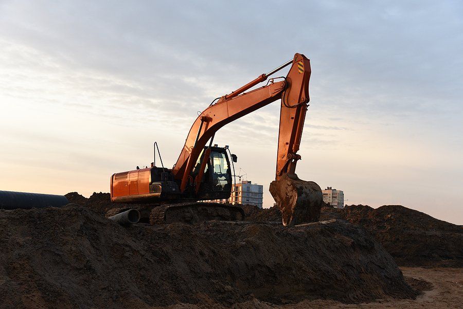 excavator on the sand