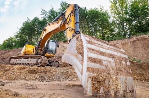 excavator in the site