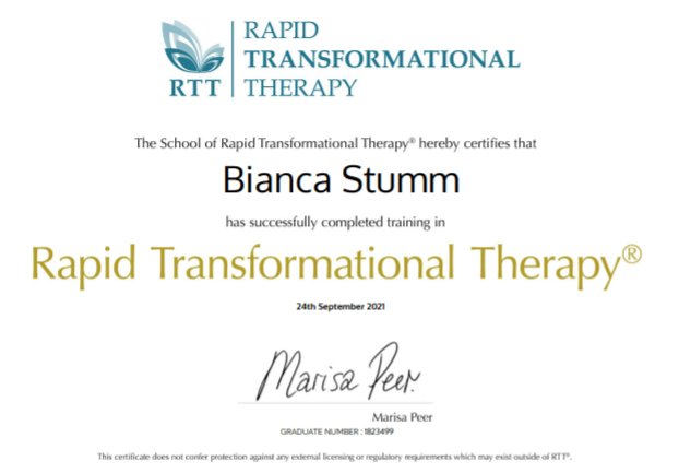 Rapid Transformational Therapy Zertifikat