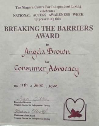 National Access Awareness Week - Breaking the Barriers Award - Angela Browne