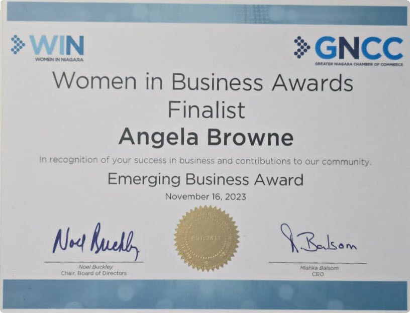 Greater Niagara Chamber of Commerce. Women in Business Awards Finalist - Angela Browne