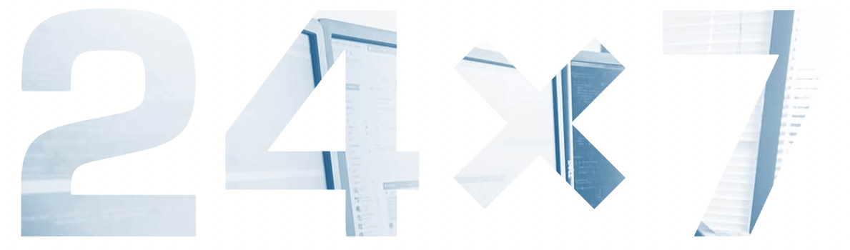 The number 24x7 is written in white letters on a white background.