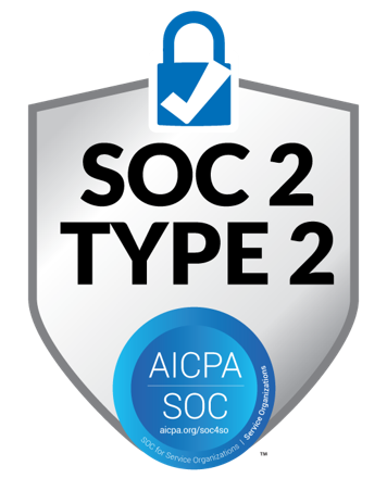 A shield with the words soc 2 type 2 on it