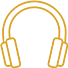 Um desenho de um par de fones de ouvido em um fundo branco.