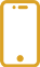 Um ícone amarelo de um telefone celular em um fundo branco.